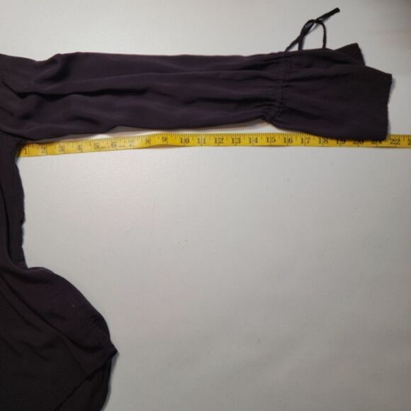 Paige Black Cherry Tie Neck Cuff Long Sleeve Boho Poet Blouse Top Renaissance - Picture 9 of 10